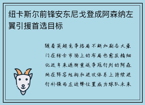 纽卡斯尔前锋安东尼戈登成阿森纳左翼引援首选目标 纽卡斯尔前锋安东尼戈登成阿森纳左翼引援首选目标